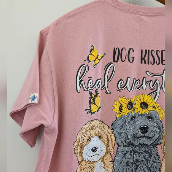 NEW Simply Southern Dog Kisses Heal Everything T Shirt Women's L Dusty Rose Pink - Picture 5 of 12